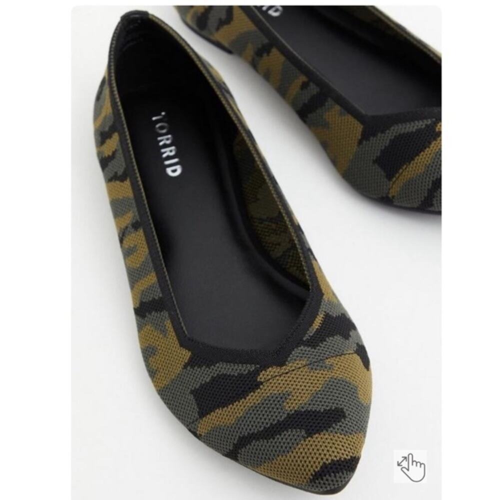 Torrid Camouflage Pointed Toe Ballet Flats - Olive/Black